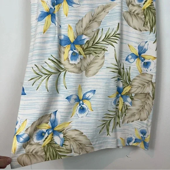 100% Silk Hawaiian Floral Sleeveless Dress Tropical Coastal Grandma 12 Cruise - Picture 4 of 10